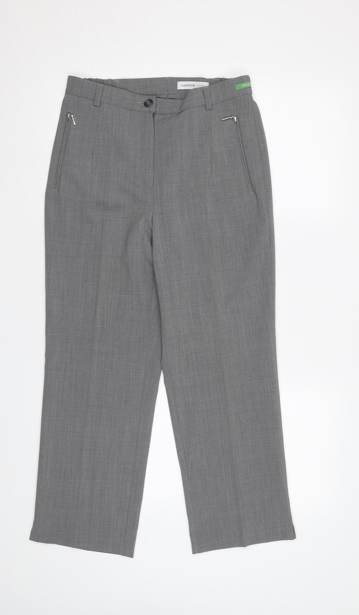 GARDEUR Womens Grey Trousers Size 10 L25 in - Elastic Waist Band