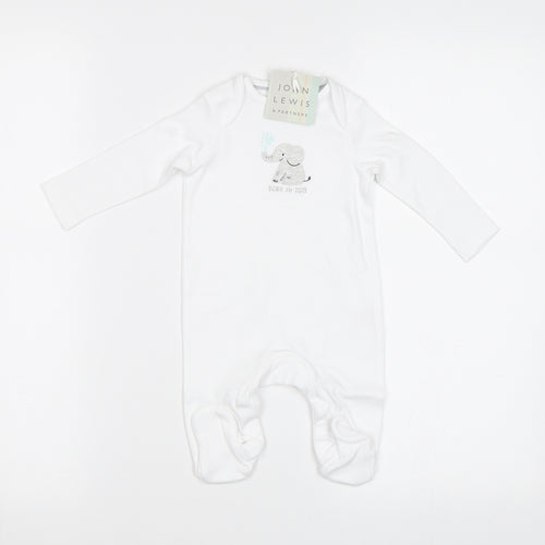 John Lewis Baby White   Babygrow One-Piece Size 0-3 Months