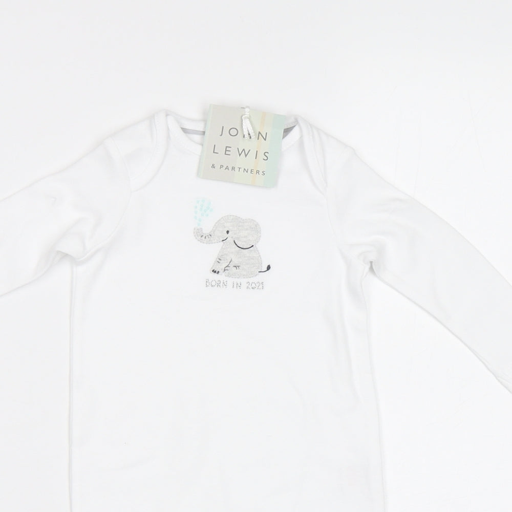 John Lewis Baby White   Babygrow One-Piece Size 0-3 Months