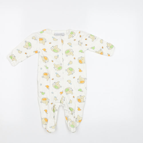 Bonjour Bebe Baby White Geometric  Babygrow One-Piece Size 3-6 Months  - Elephant