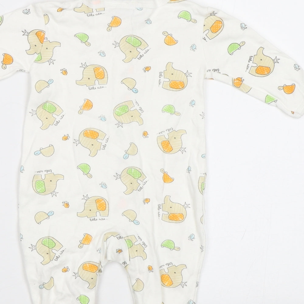 Bonjour Bebe Baby White Geometric  Babygrow One-Piece Size 3-6 Months  - Elephant