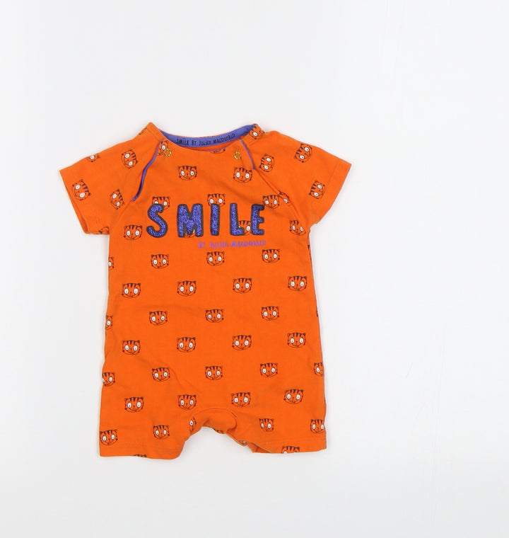 Mothercare Baby Orange Geometric Babygrow One-Piece Size 0-3 Months - Tiger print