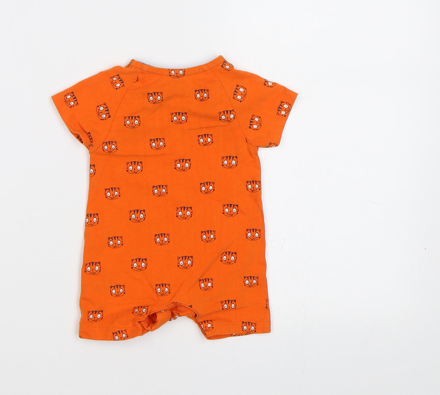 Mothercare Baby Orange Geometric  Babygrow One-Piece Size 0-3 Months  - Tiger print