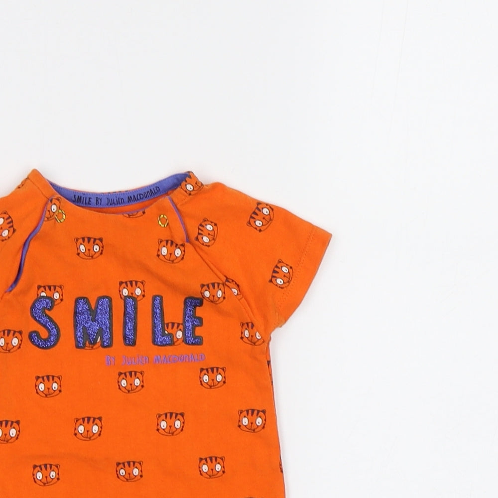 Mothercare Baby Orange Geometric  Babygrow One-Piece Size 0-3 Months  - Tiger print