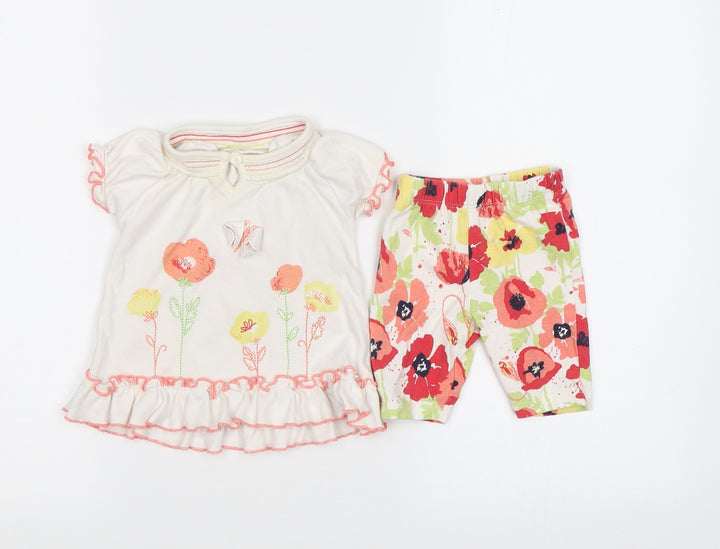 George Baby White Floral Pyjama Set Size 0-3 Months