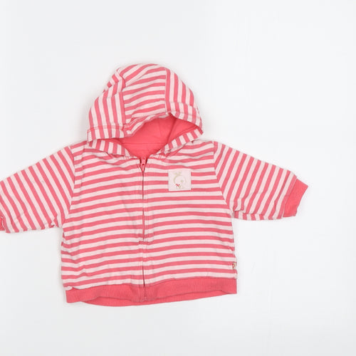 Mothercare Baby Pink Striped  Full Zip Jumper Size 0-3 Months
