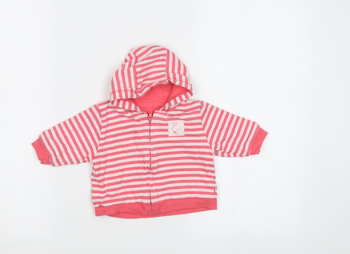 Mothercare Baby Pink Striped Full Zip Jumper Size 0-3 Months