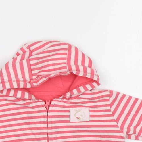 Mothercare Baby Pink Striped  Full Zip Jumper Size 0-3 Months