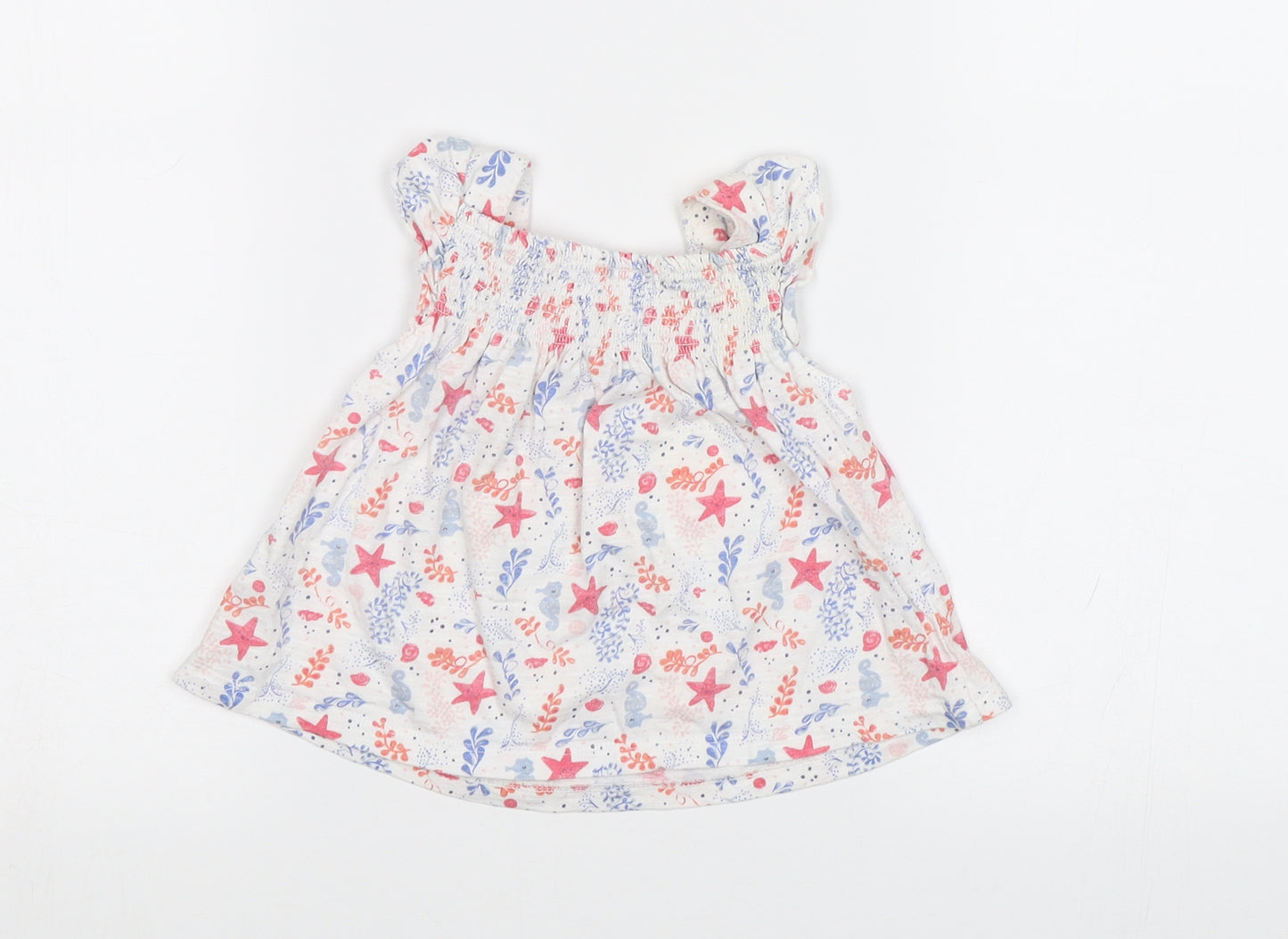 F&F Baby White Floral  Tunic Blouse Size 3-6 Months