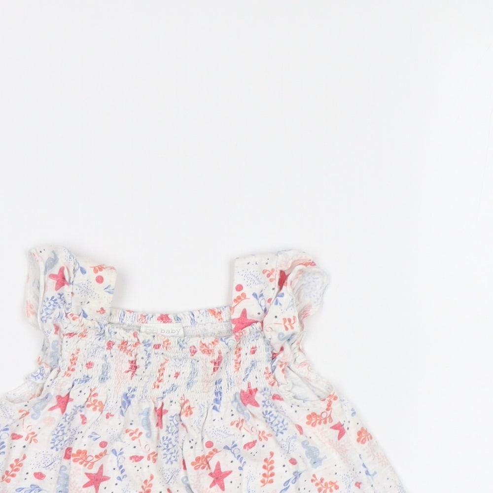 F&F Baby White Floral  Tunic Blouse Size 3-6 Months