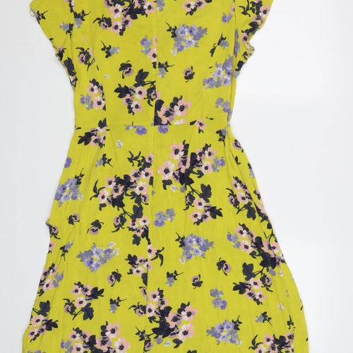 George Womens Yellow Floral  Fit & Flare  Size M