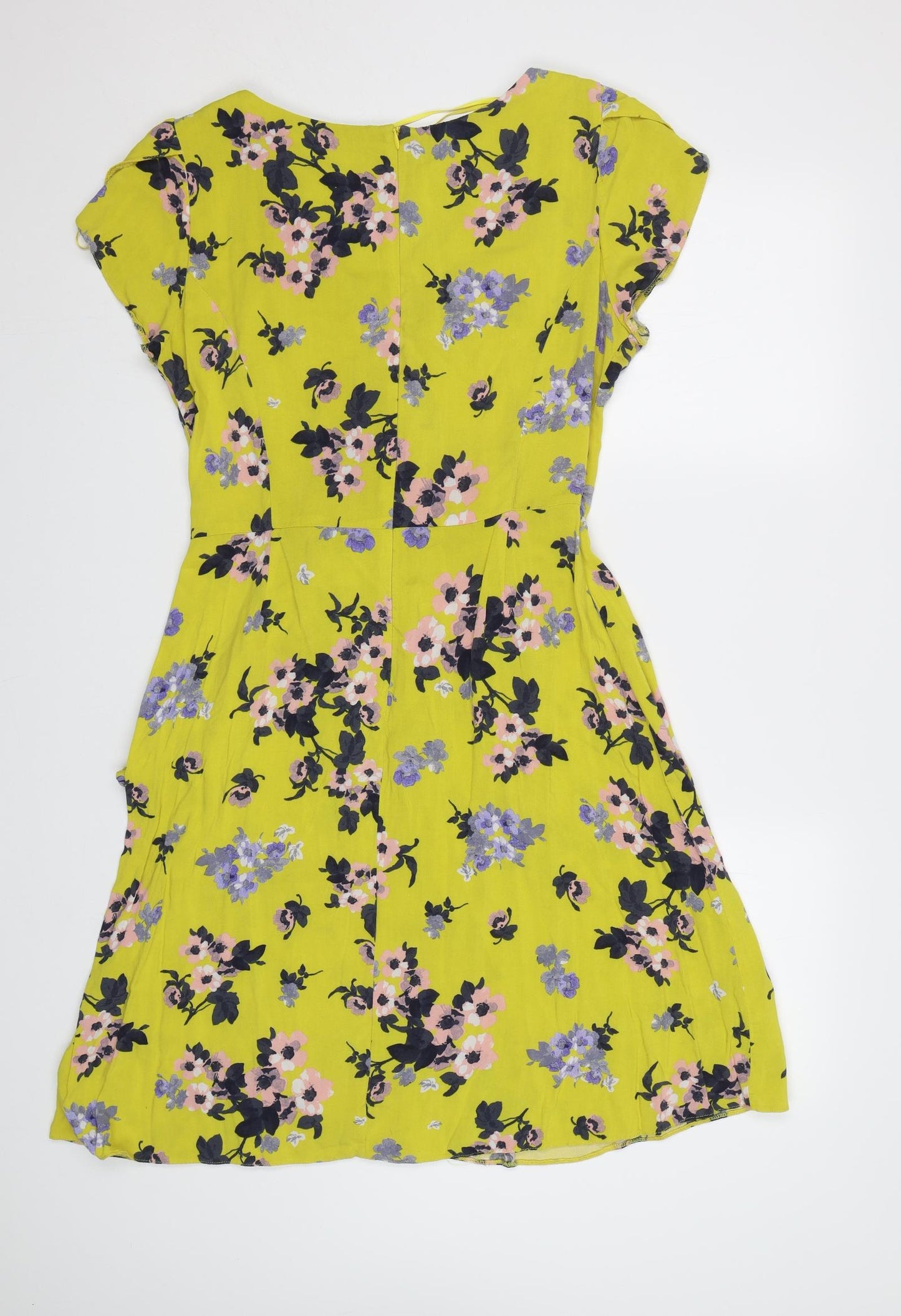 George Womens Yellow Floral  Fit & Flare  Size M