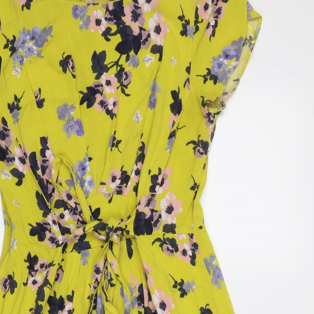 George Womens Yellow Floral  Fit & Flare  Size M