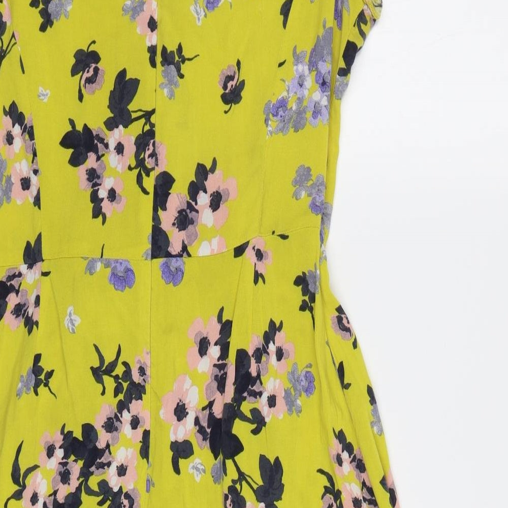 George Womens Yellow Floral  Fit & Flare  Size M