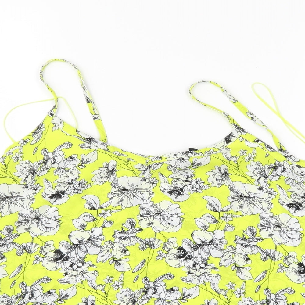 New Look Womens Yellow Floral  Basic Blouse Size 8