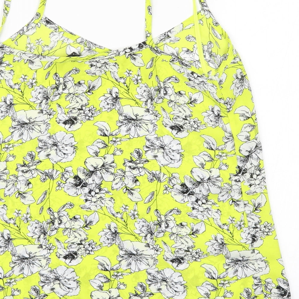 New Look Womens Yellow Floral  Basic Blouse Size 8