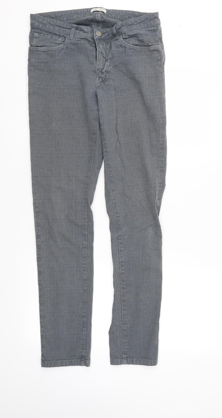 Isabi Womens Grey Geometric Denim Skinny Jeans Size 10 L30 in