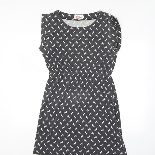 Louche Womens Grey Animal Print  A-Line  Size 14