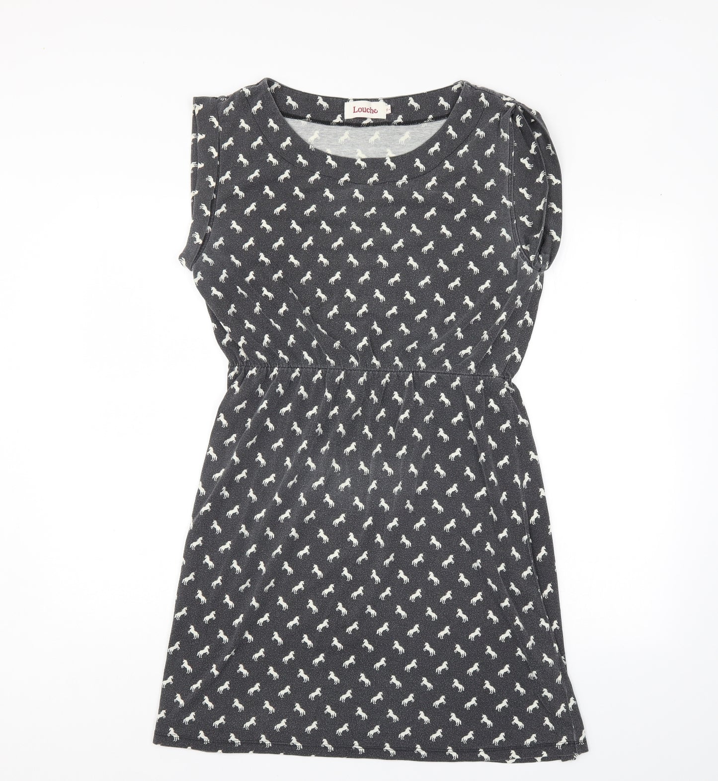 Louche Womens Grey Animal Print  A-Line  Size 14
