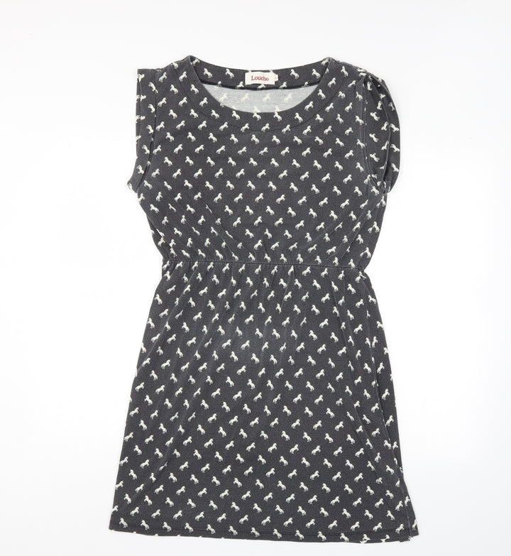 Louche Womens Grey Animal Print  A-Line  Size 14