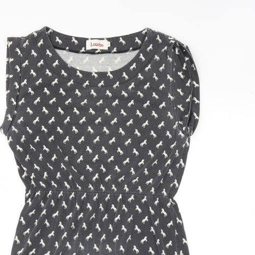 Louche Womens Grey Animal Print  A-Line  Size 14