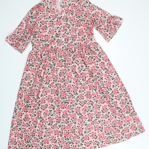 Preworn Womens Pink Floral  A-Line