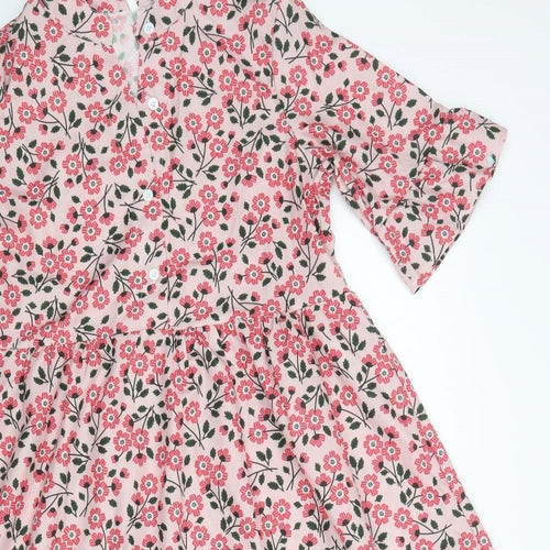 Preworn Womens Pink Floral  A-Line