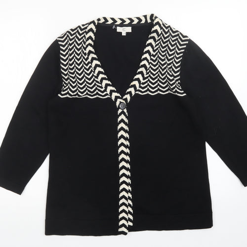CC Womens Black Striped  Cardigan Jumper Size M