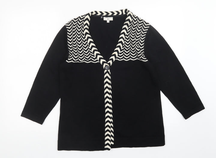 CC Womens Black Striped Cardigan Jumper Size M