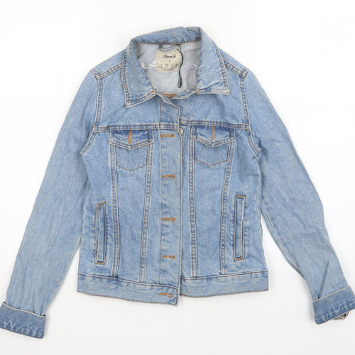 Denim CO Womens Blue Animal Print Denim Jacket  Size 4