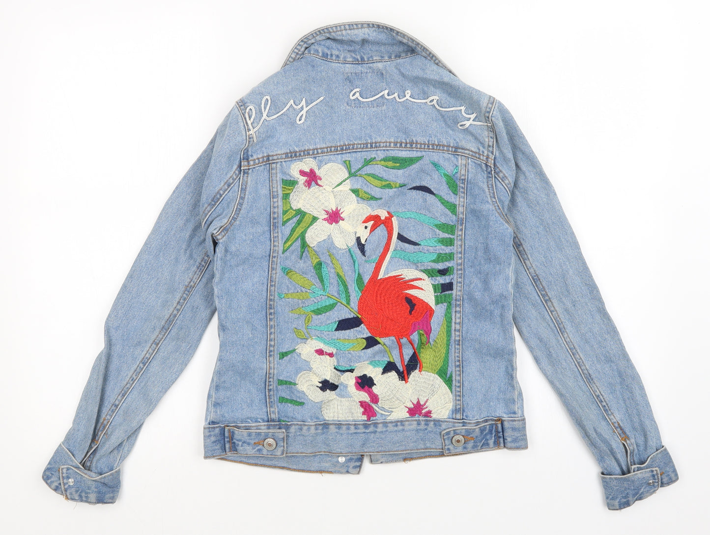 Denim CO Womens Blue Animal Print Denim Jacket  Size 4
