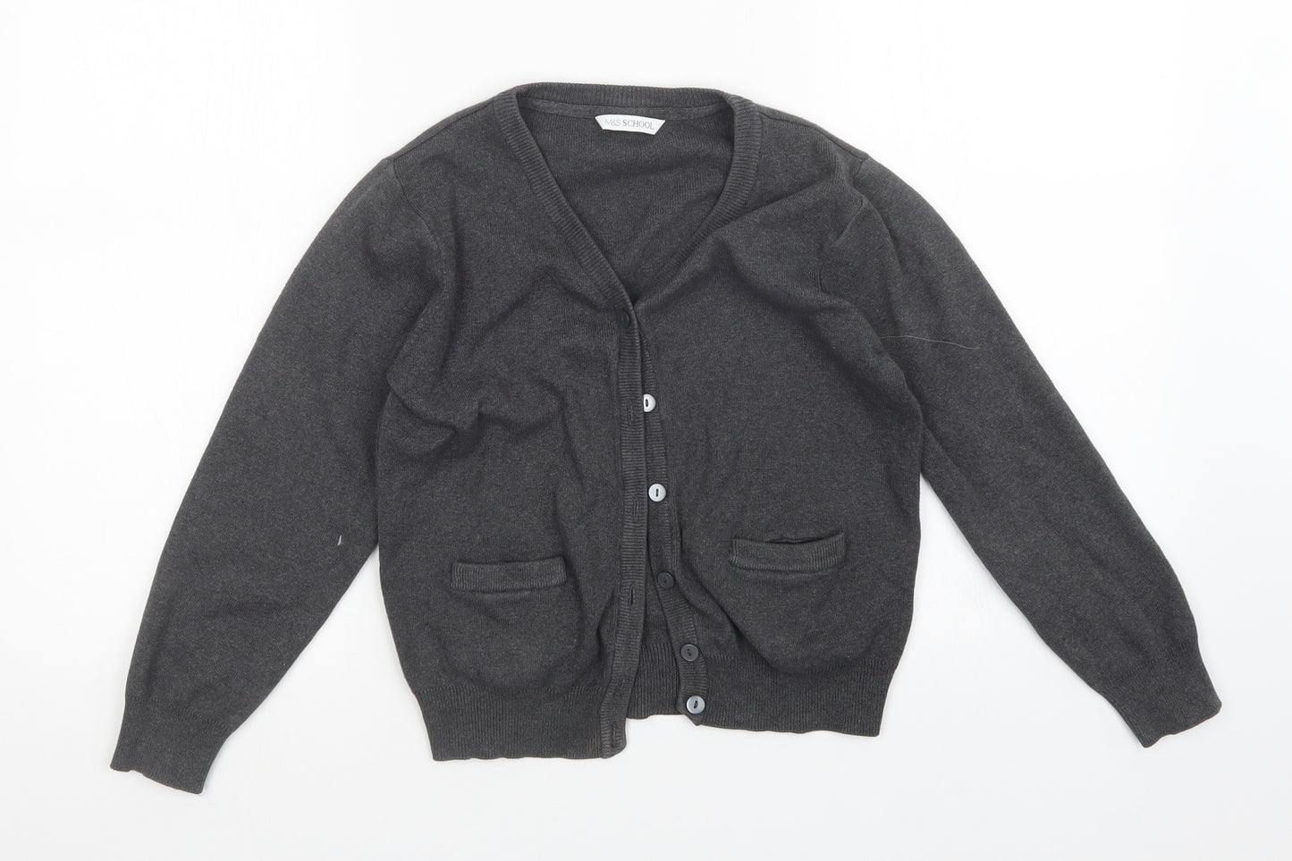 M&S Girls Grey   Cardigan Jumper Size 9-10 Years