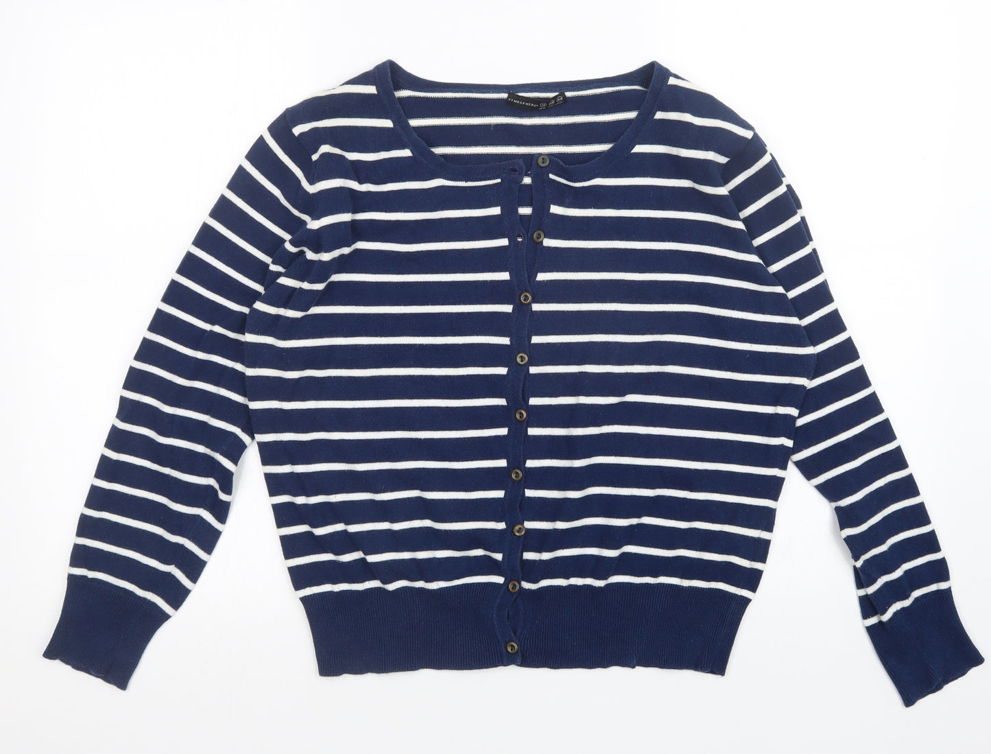 Atmosphere Womens Blue Striped  Cardigan Jumper Size 18