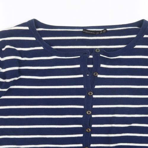 Atmosphere Womens Blue Striped  Cardigan Jumper Size 18