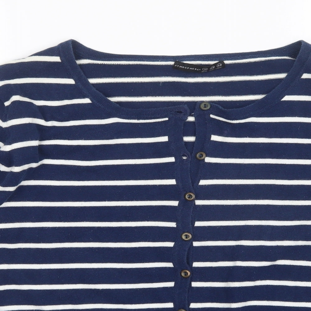 Atmosphere Womens Blue Striped  Cardigan Jumper Size 18