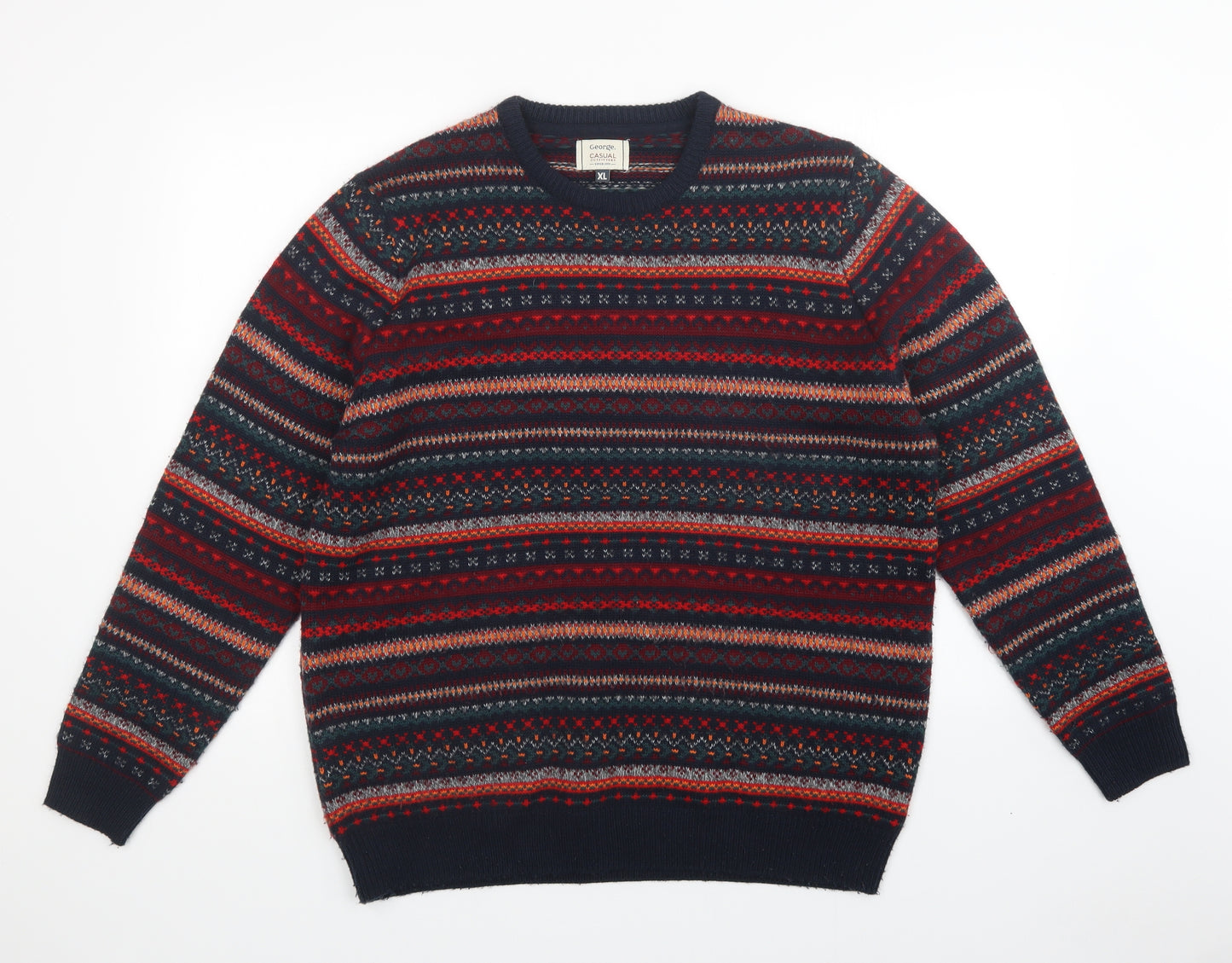 George Mens Multicoloured Striped  Pullover Jumper Size XL