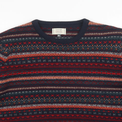 George Mens Multicoloured Striped  Pullover Jumper Size XL