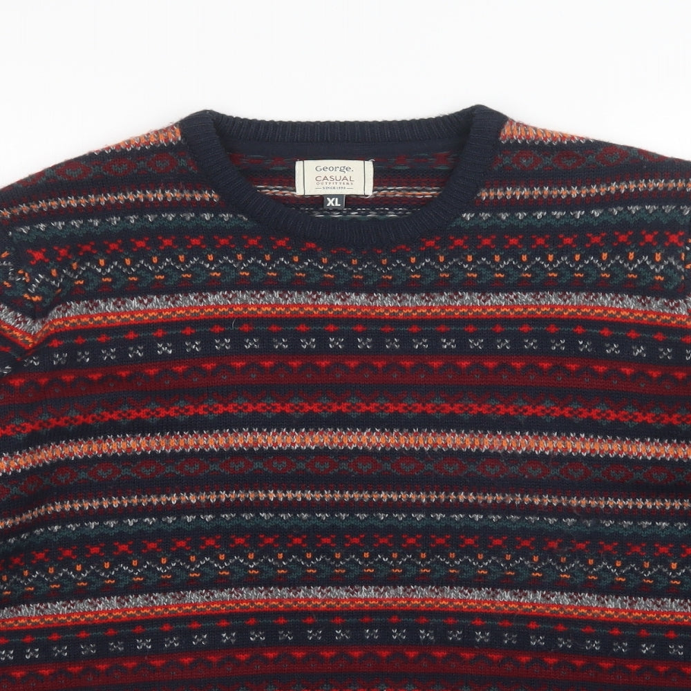 George Mens Multicoloured Striped  Pullover Jumper Size XL