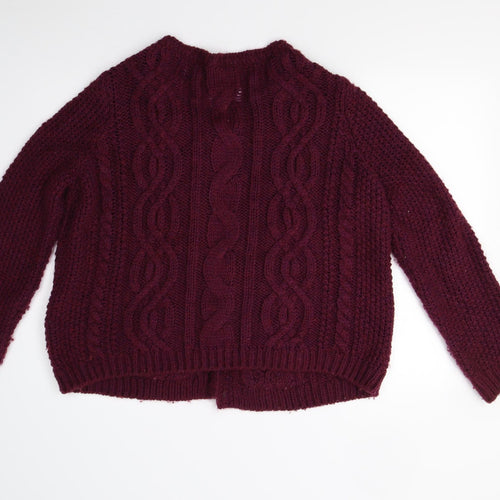 M&S Womens Red  Knit Cardigan Jumper Size 16