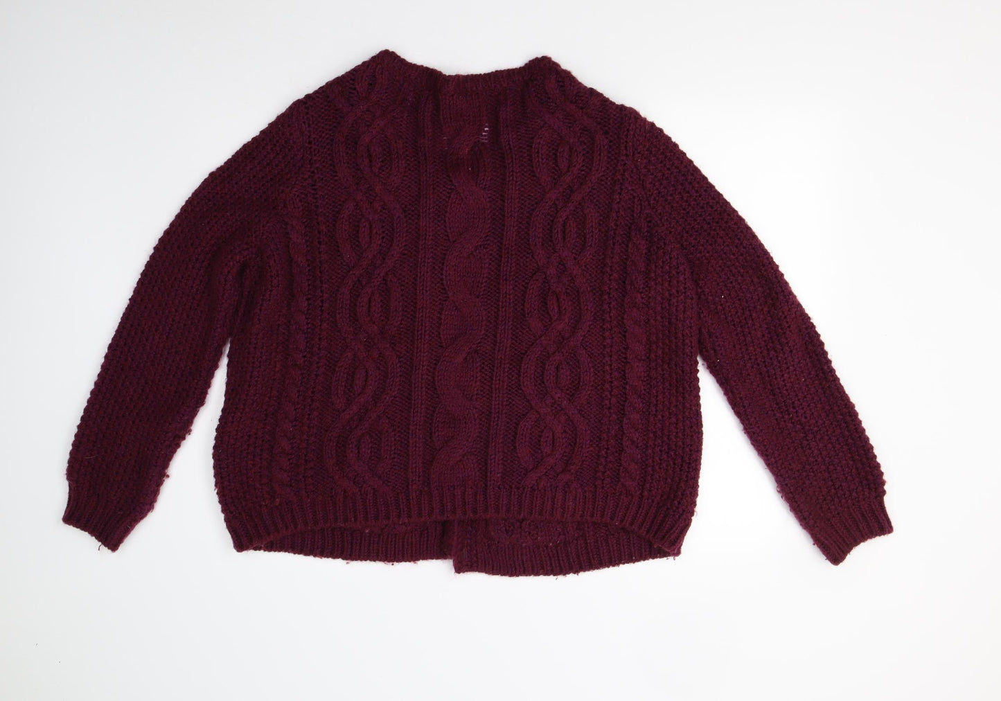 M&S Womens Red  Knit Cardigan Jumper Size 16