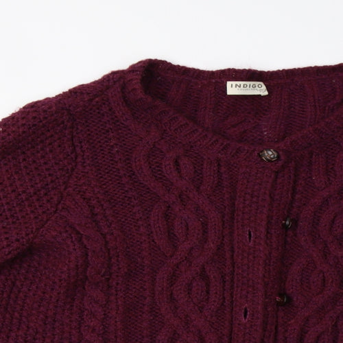 M&S Womens Red  Knit Cardigan Jumper Size 16