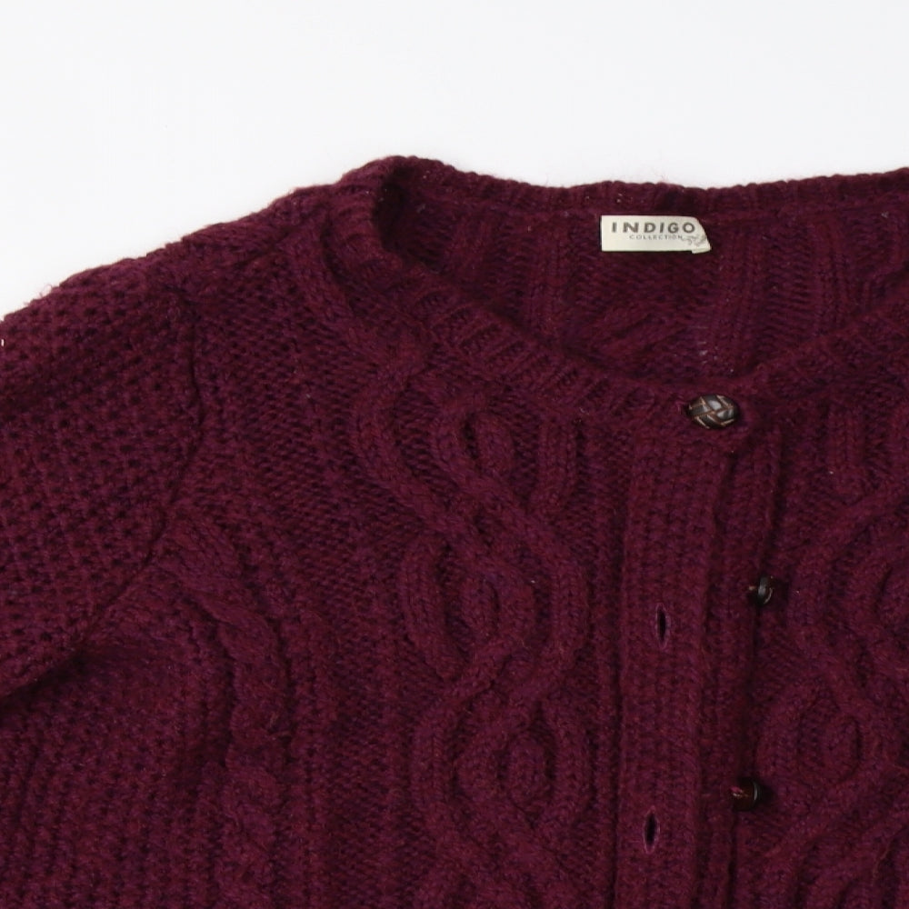 M&S Womens Red  Knit Cardigan Jumper Size 16