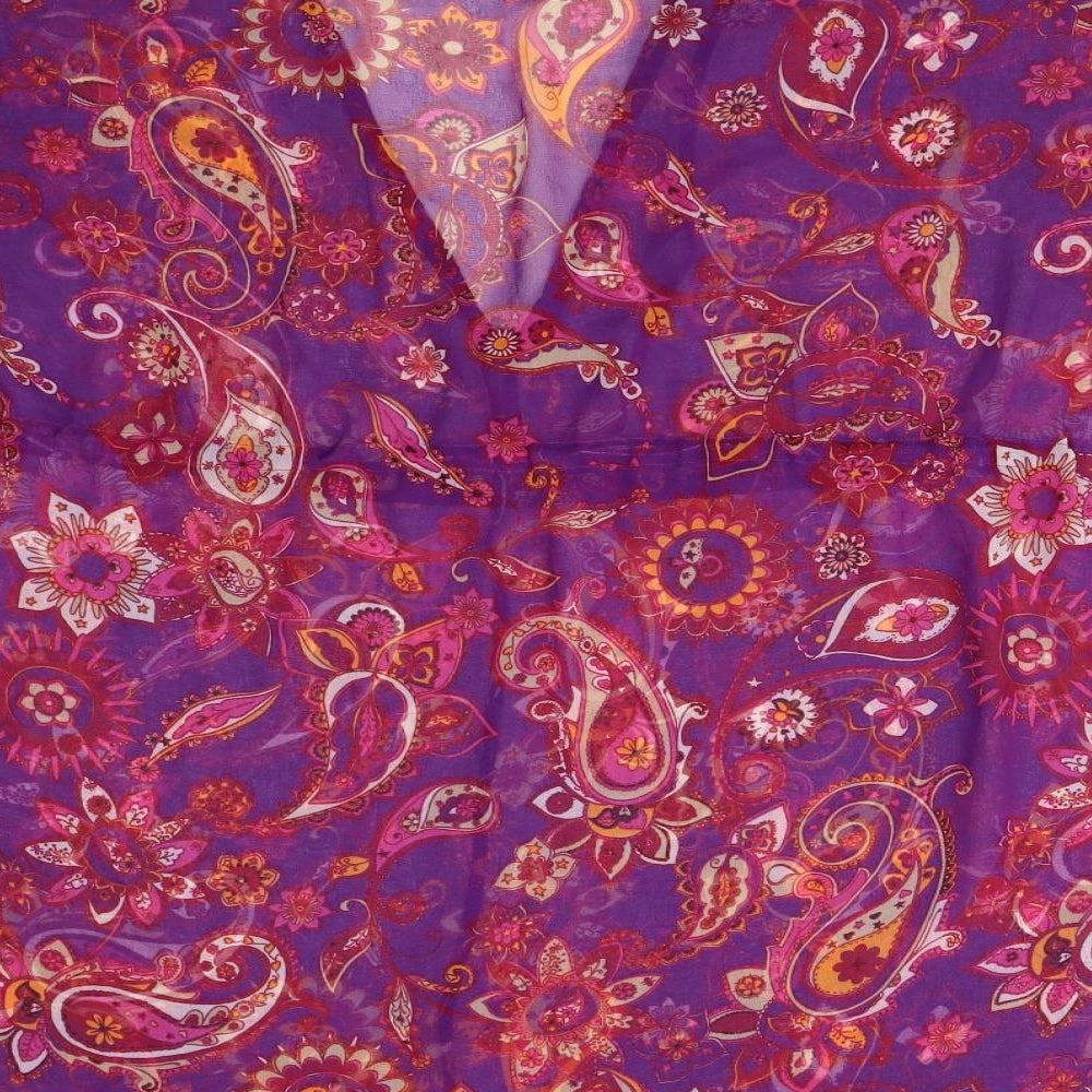 TU Womens Purple Floral Chiffon Kimono Blouse Size M  - Draw String Waist