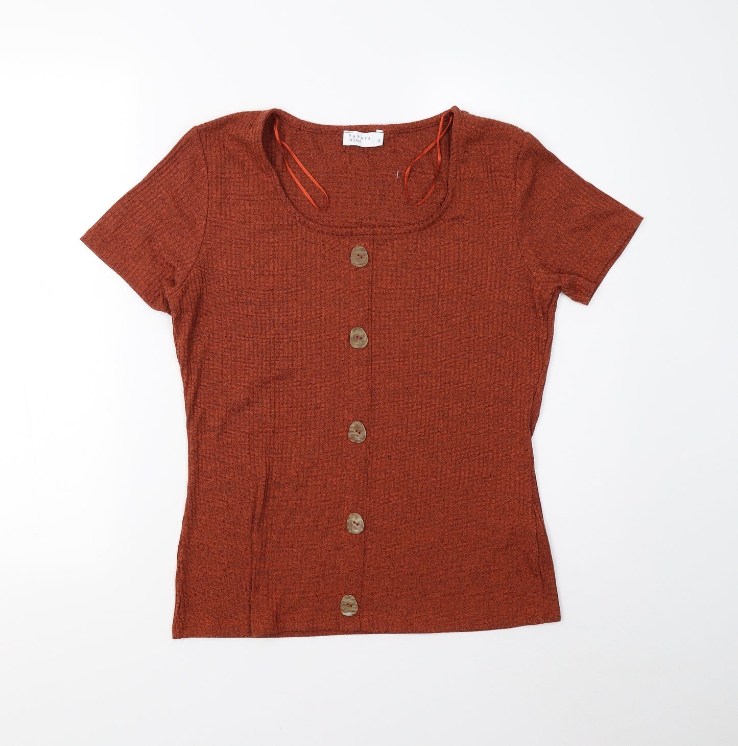 Payaya Womens Orange   Basic T-Shirt Size 12