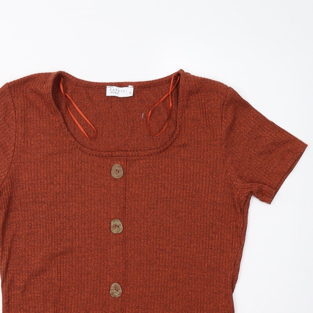 Payaya Womens Orange   Basic T-Shirt Size 12