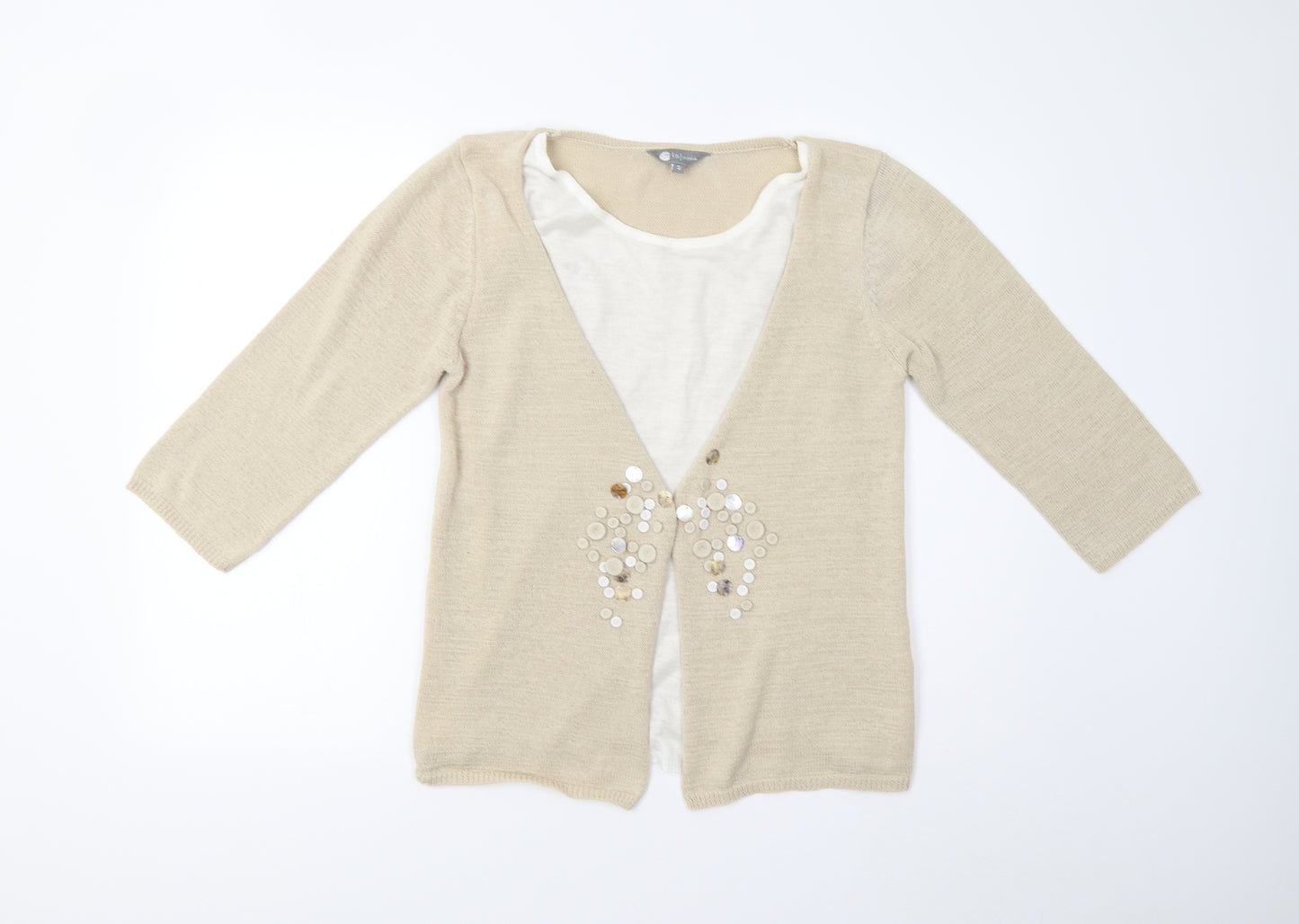 Mia Moda Womens Beige  Knit Pullover Jumper Size S