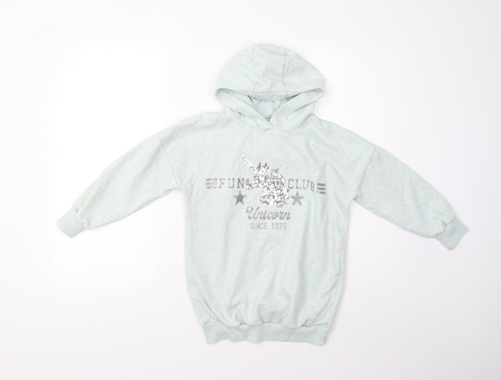 F&F Girls Green   Pullover Hoodie Size 7-8 Years  - Unicorn