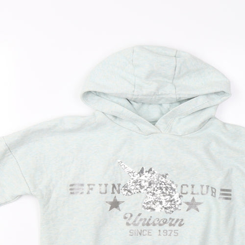 F&F Girls Green   Pullover Hoodie Size 7-8 Years  - Unicorn