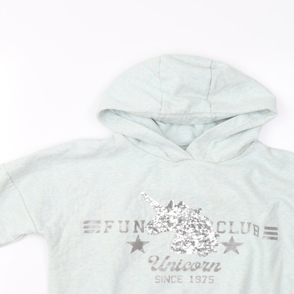 F&F Girls Green   Pullover Hoodie Size 7-8 Years  - Unicorn