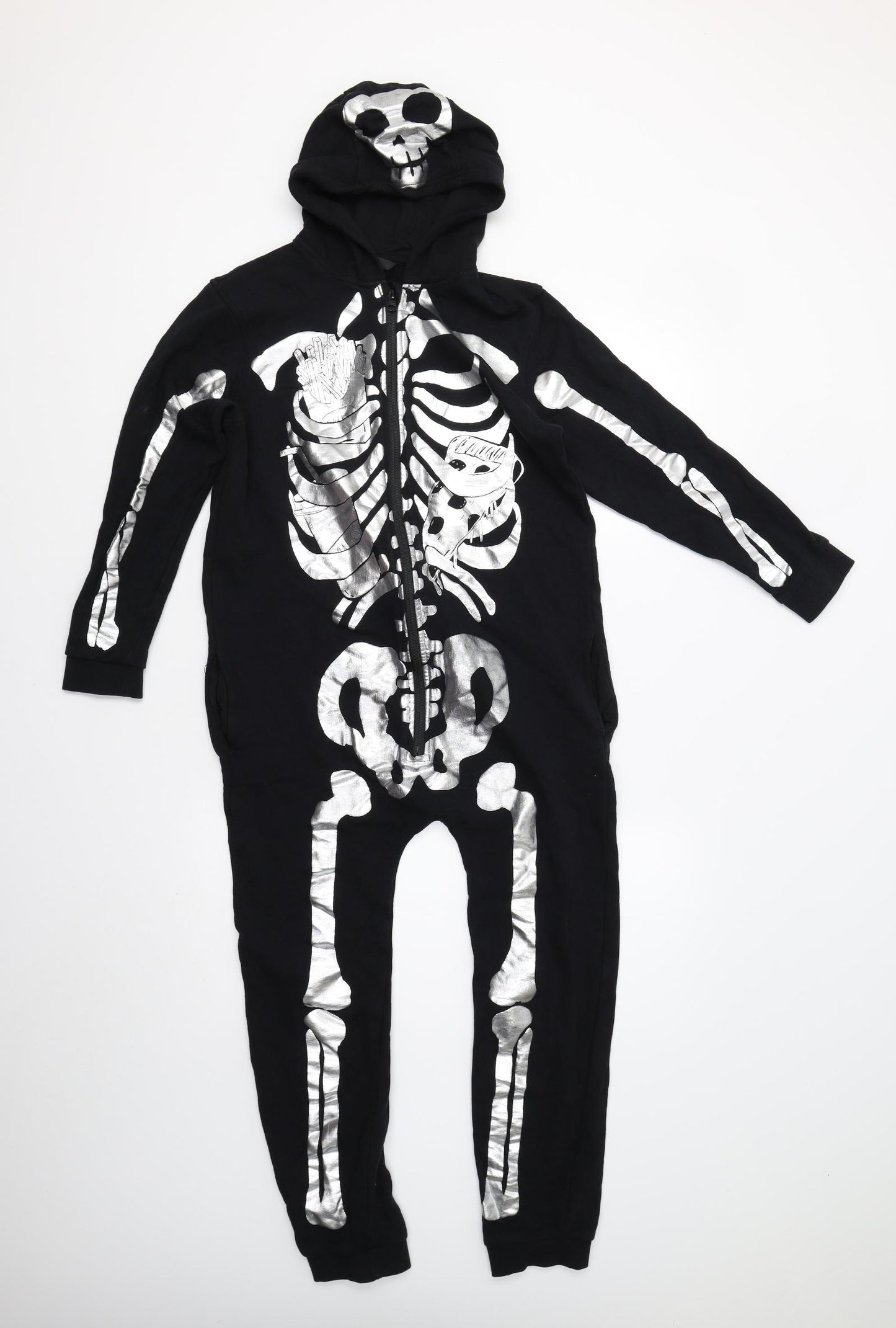 George Boys Black Solid   One Piece Size 10-11 Years  - Skeleton